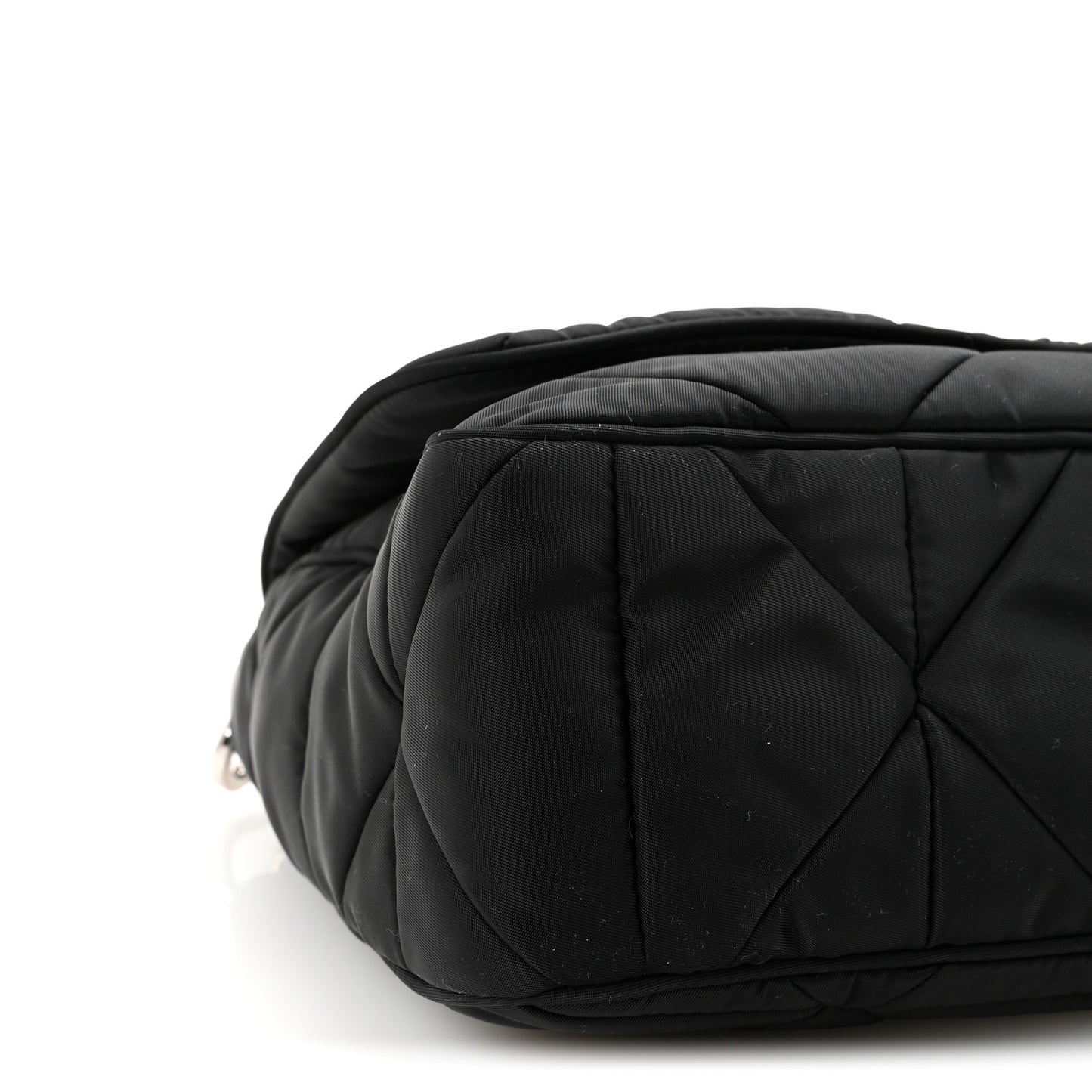 Re-Nylon Quilted Padded Flap Shoulder Bag Black
