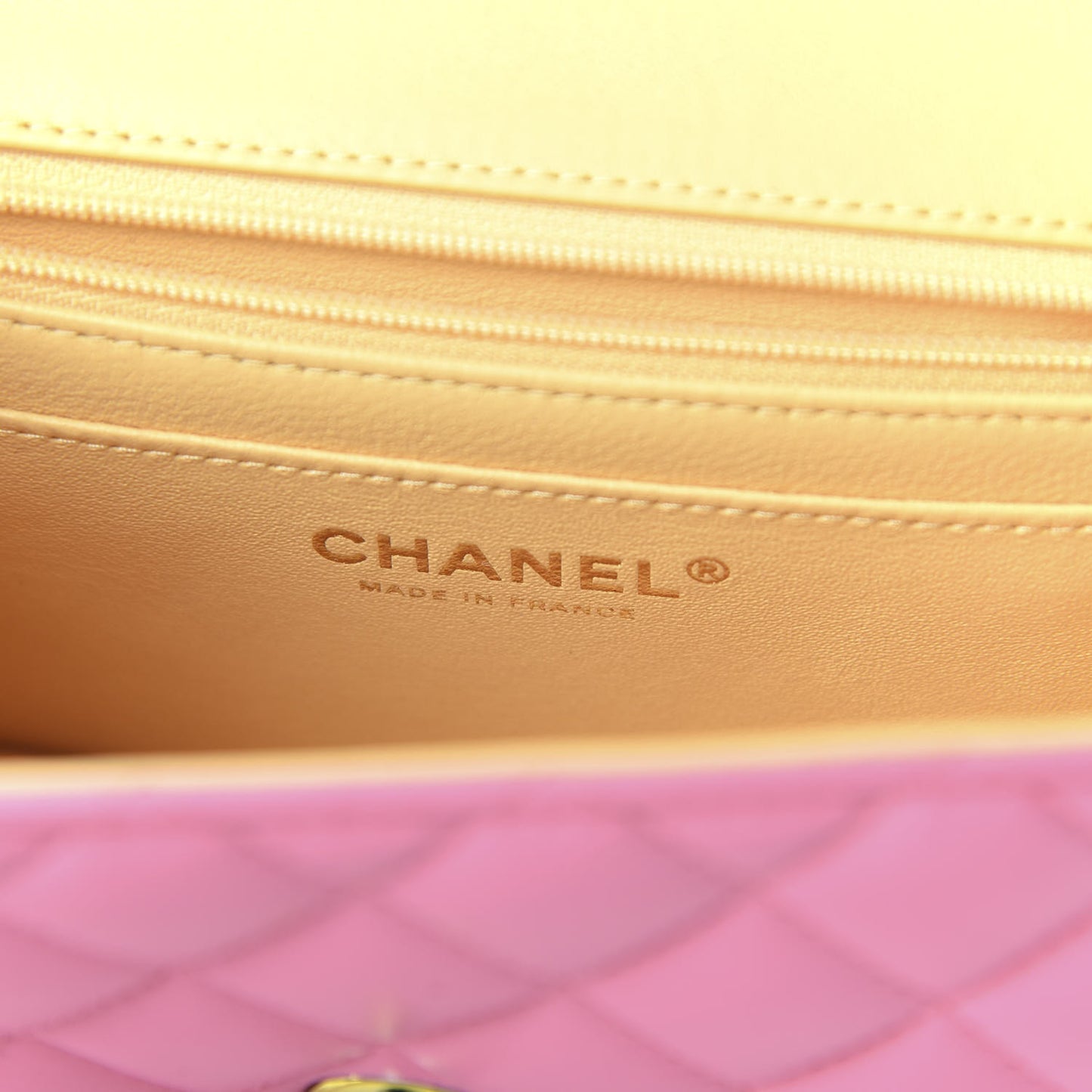 Lambskin Quilted Mini Rectangular Flap Pink Yellow