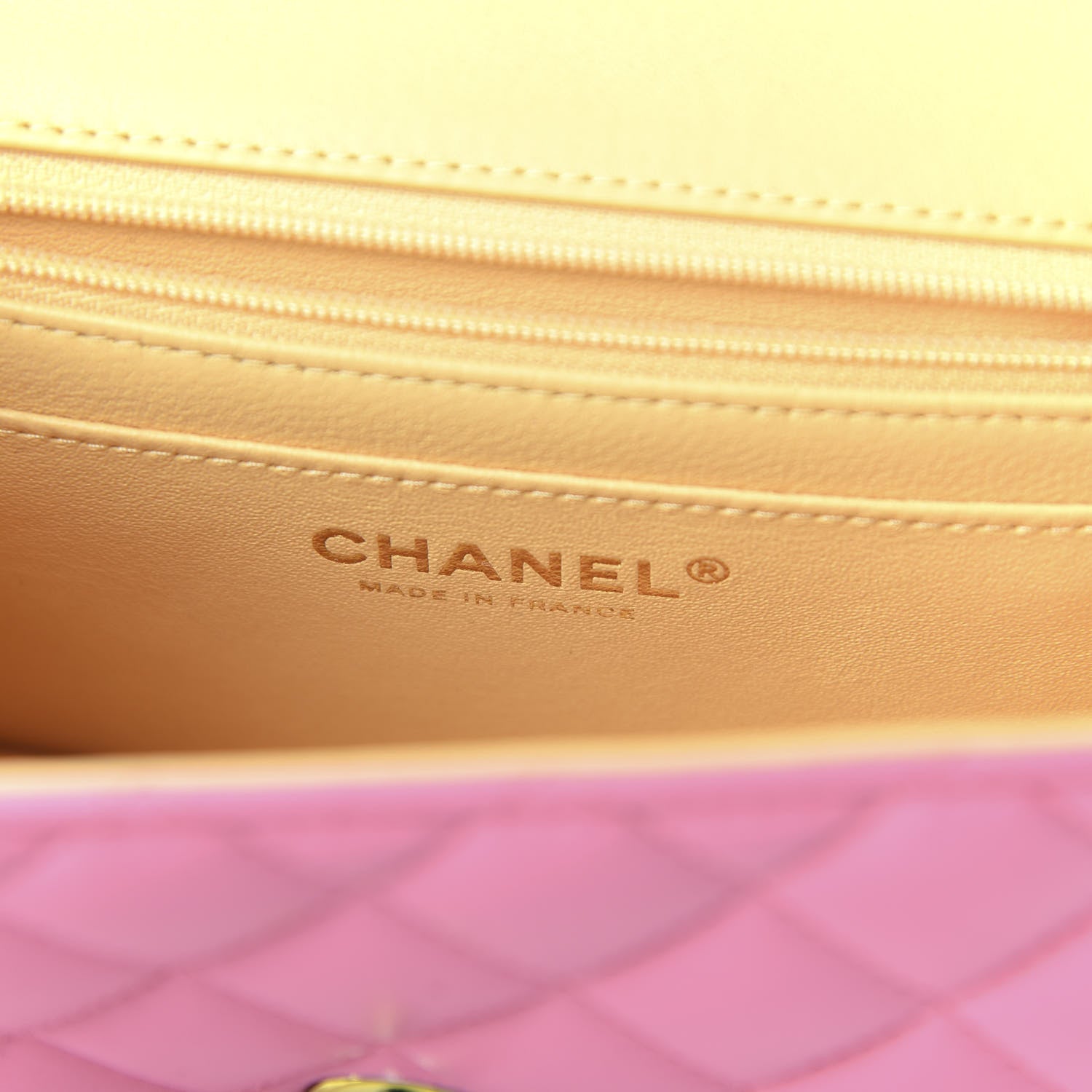 Chanel Lambskin Quilted Mini Rectangular Flap Pink Yellow 8 of 11
