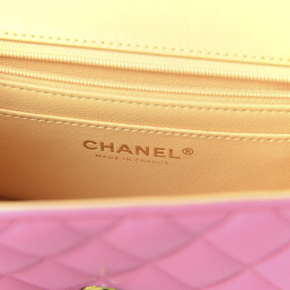 Chanel Lambskin Quilted Mini Rectangular Flap Pink Yellow 8 of 11