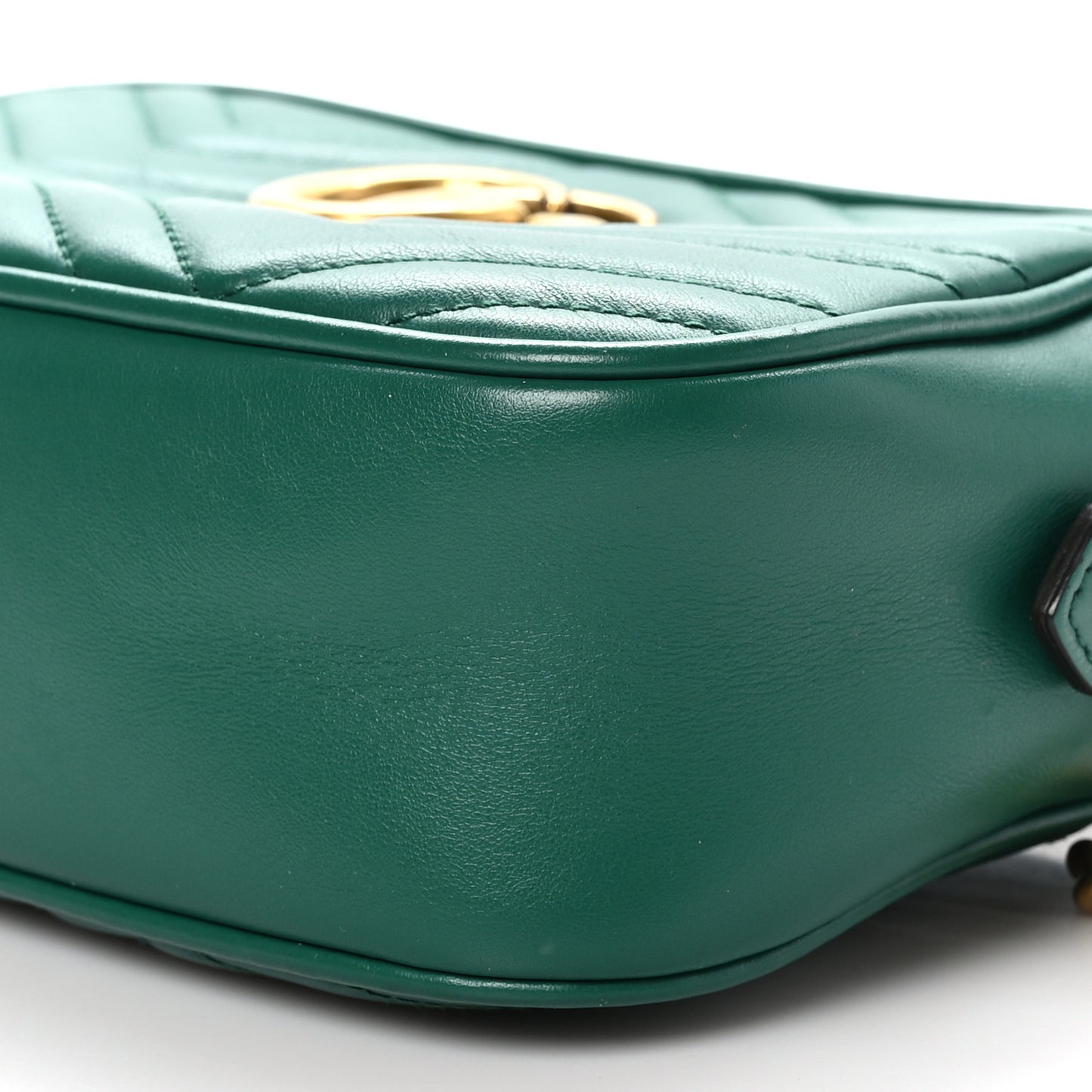 Calfskin Matelasse Small GG Marmont Chain Shoulder Bag Emerald Green