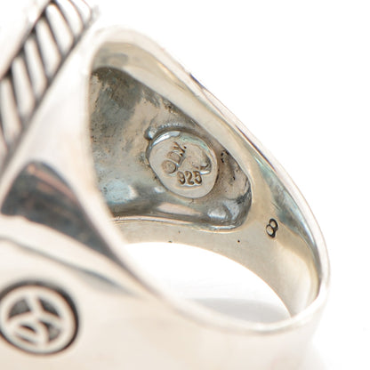 David Yurman Sterling Silver Pave Diamond Blue Topaz 20mm Ring 57 8 6 of 6