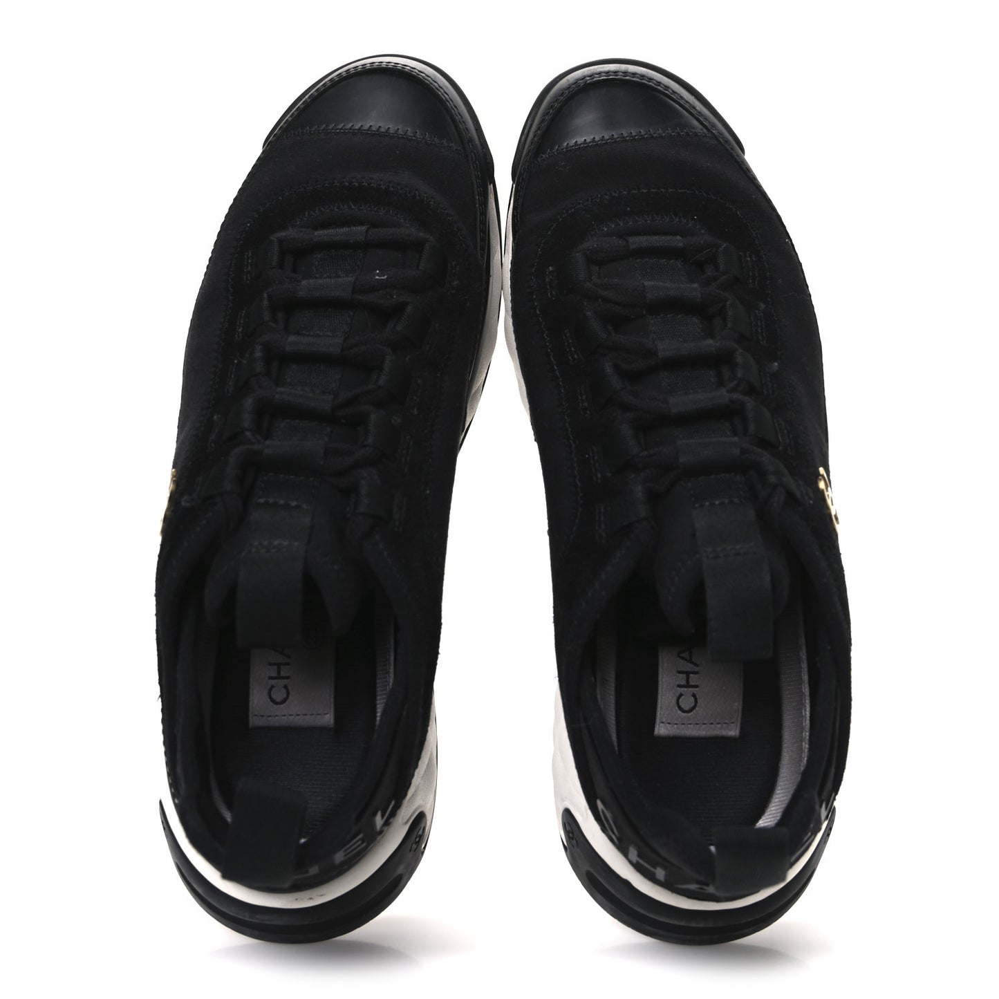 Velvet Calfskin Mixed Fibers CC Sneakers 37.5 Black