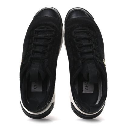 Chanel Velvet Calfskin Mixed Fibers CC Sneakers 37.5 Black 2 of 11