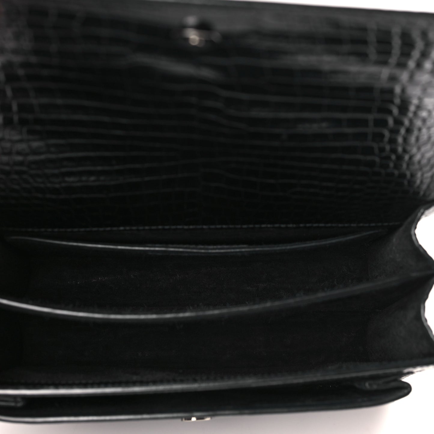 Calfskin Crocodile Embossed Medium Monochrome Monogram Sunset Black