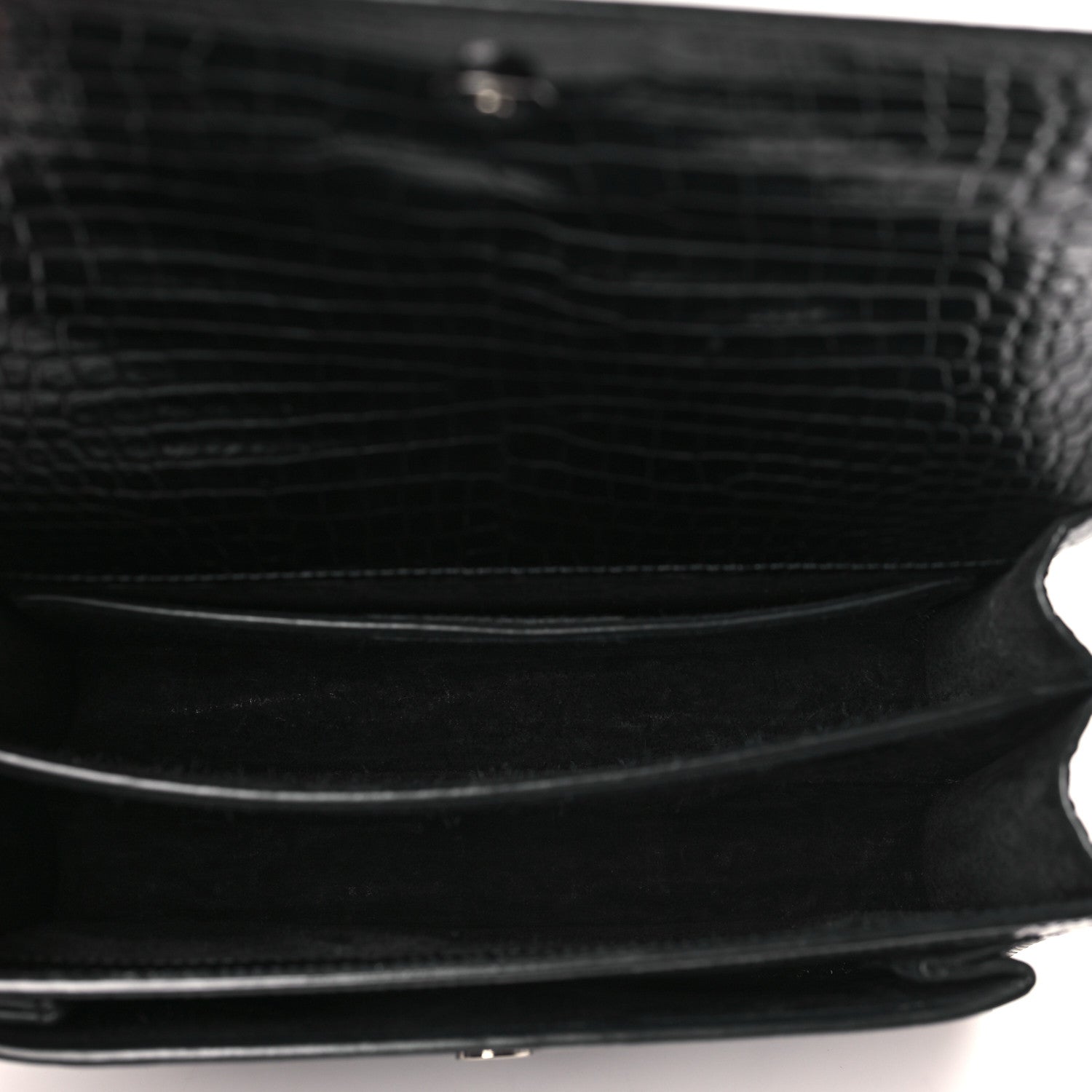 Saint Laurent Calfskin Crocodile Embossed Medium Monochrome Monogram Sunset Black 5 of 8