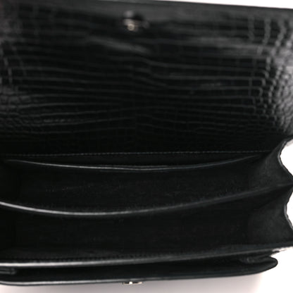 Saint Laurent Calfskin Crocodile Embossed Medium Monochrome Monogram Sunset Black 5 of 8