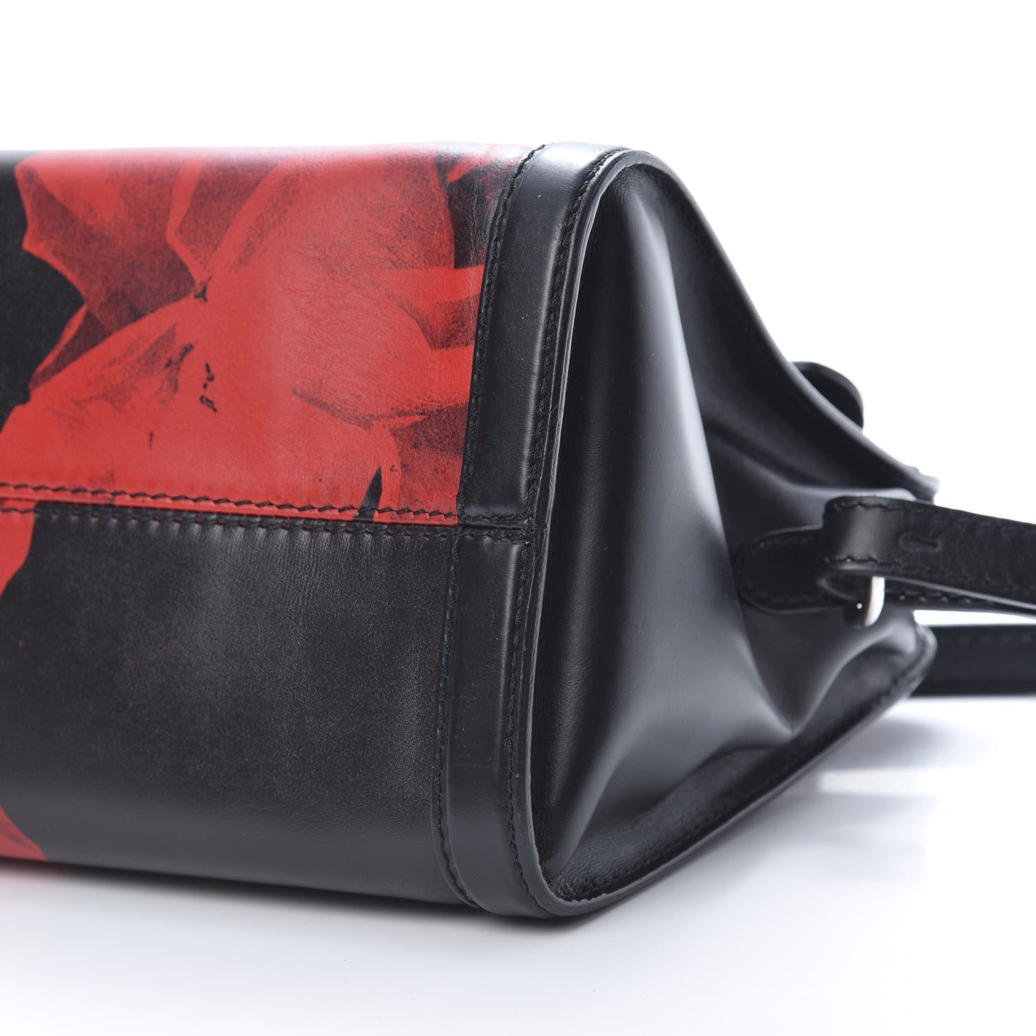 Alexander McQueen Calfskin Rose Printed Small Skull Padlock Zip Around Tote Black 10 of 13