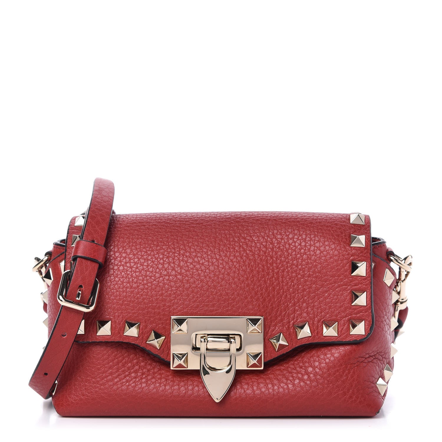 Valentino Garavani Pebbled Calfskin Mini Rockstud Crossbody Bag Rosso Valentino 1 of 9
