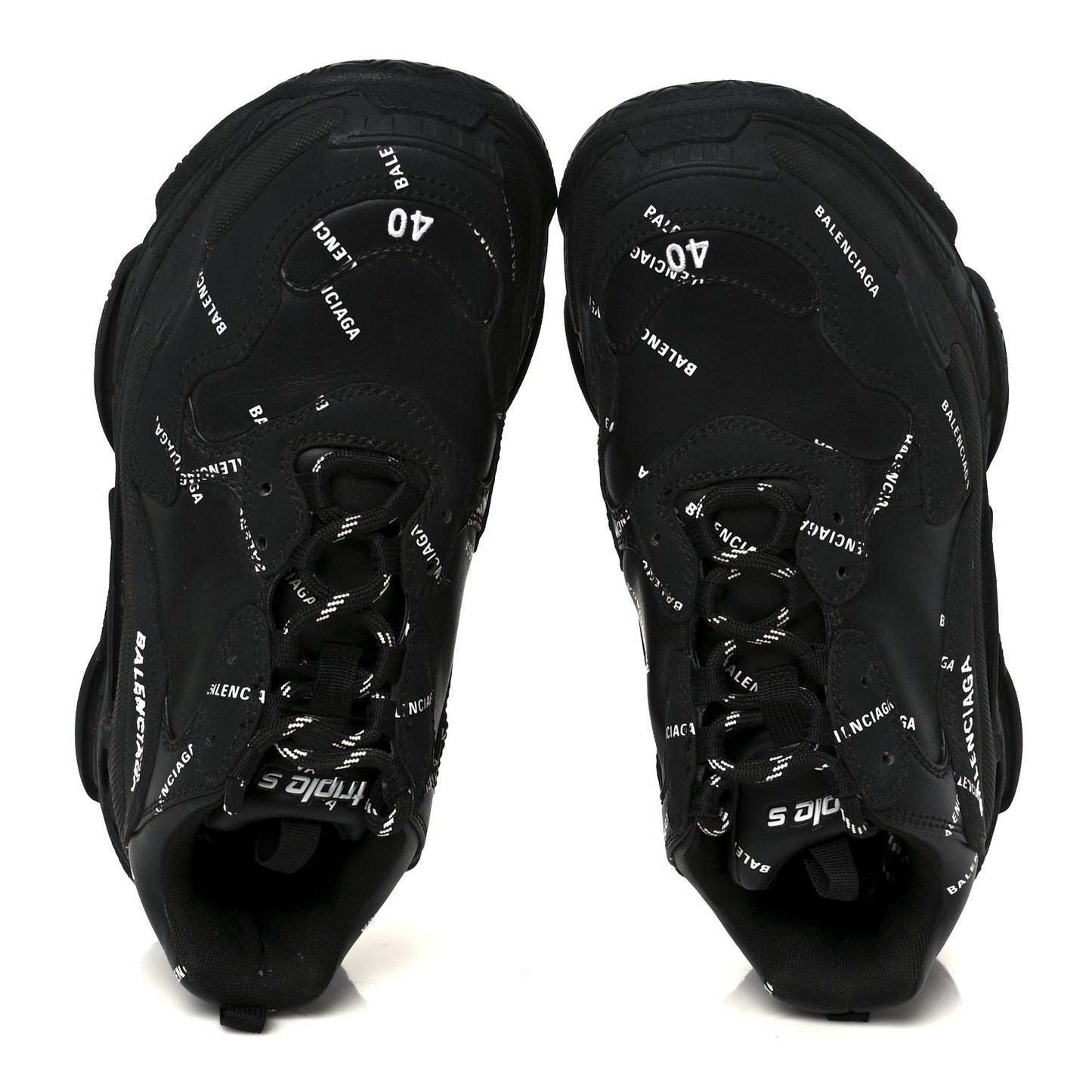 Technical Fabric Allover Logo Womens Triple S Sneakers 37 Black White