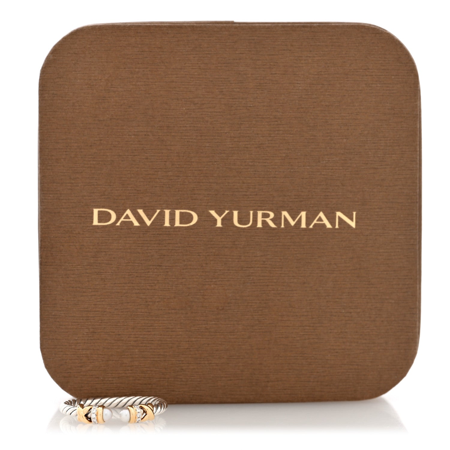 David Yurman Sterling Silver 18K Yellow Gold Diamond Pearl Petite Helena Ring 56 7.5 5 of 5