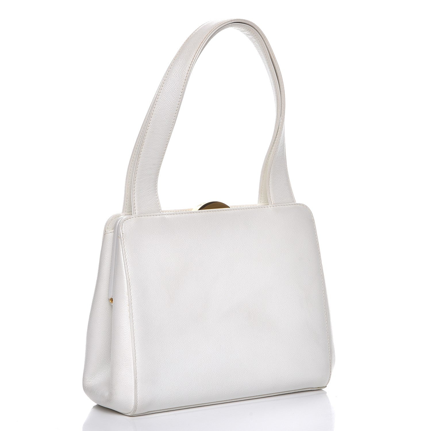 Chanel Caviar CC Frame Evening Bag White 3 of 12
