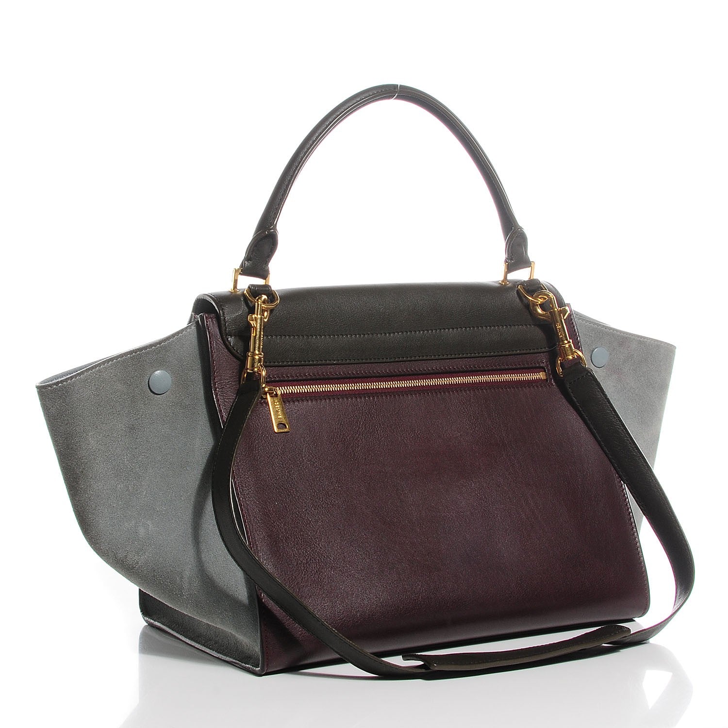 Celine Smooth Calfskin Suede Medium Tri-Color Trapeze Dark Grey 3 of 8