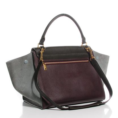 Celine Smooth Calfskin Suede Medium Tri-Color Trapeze Dark Grey 3 of 8