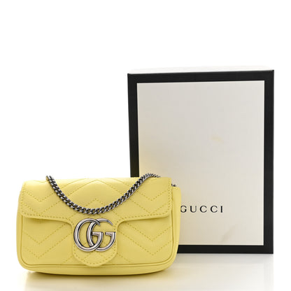 Gucci Calfskin Matelasse Super Mini GG Marmont Shoulder Bag Banana 11 of 11