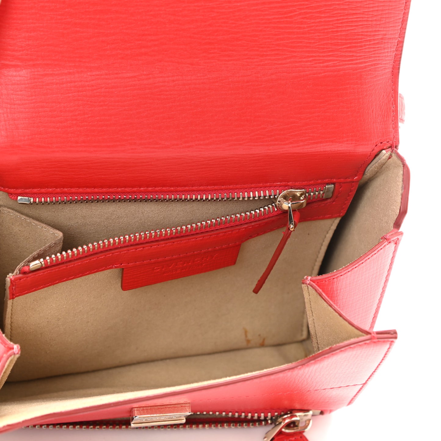 Textured Calfskin Mini Pandora Box Crossbody Bag Red