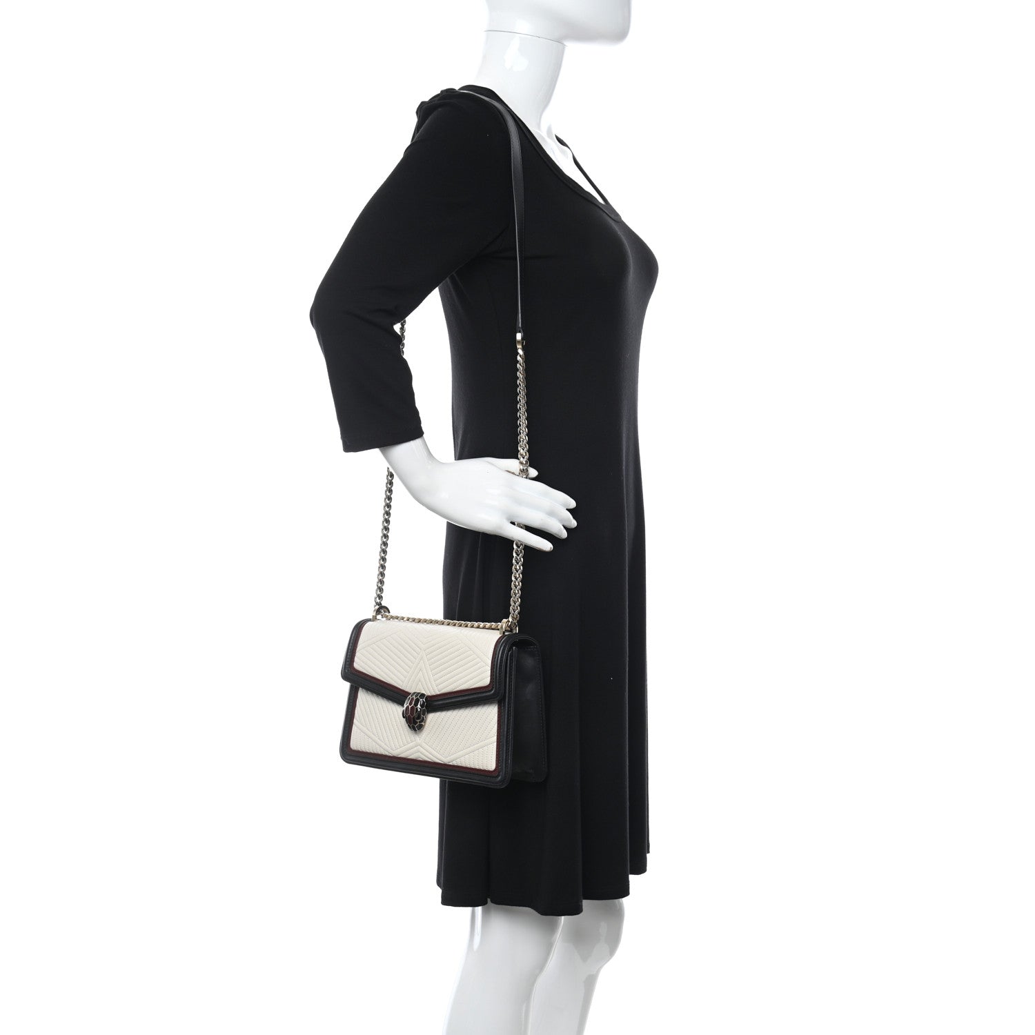 Bulgari Quilted Nappa Smooth Calfskin Serpenti Forever Diamond Blast Shoulder Bag Ivory 2 of 9