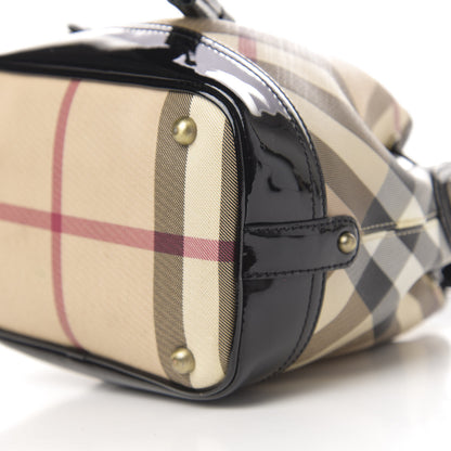 Burberry Patent Trim Nova Check Drawstring Bucket Bag Black 13 of 15