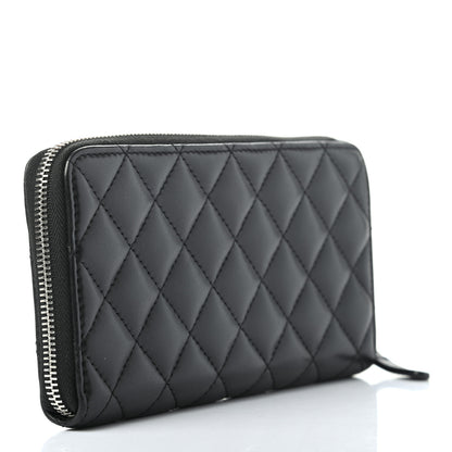 Chanel Lambskin Quilted Large Gusset Zip Around Wallet Black 3 of 8