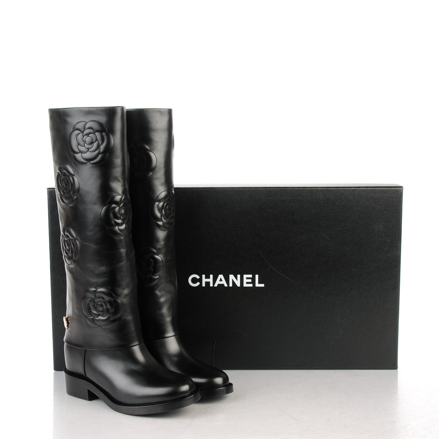 Chanel Calfskin Camellia High Boots 36 Black 8 of 8