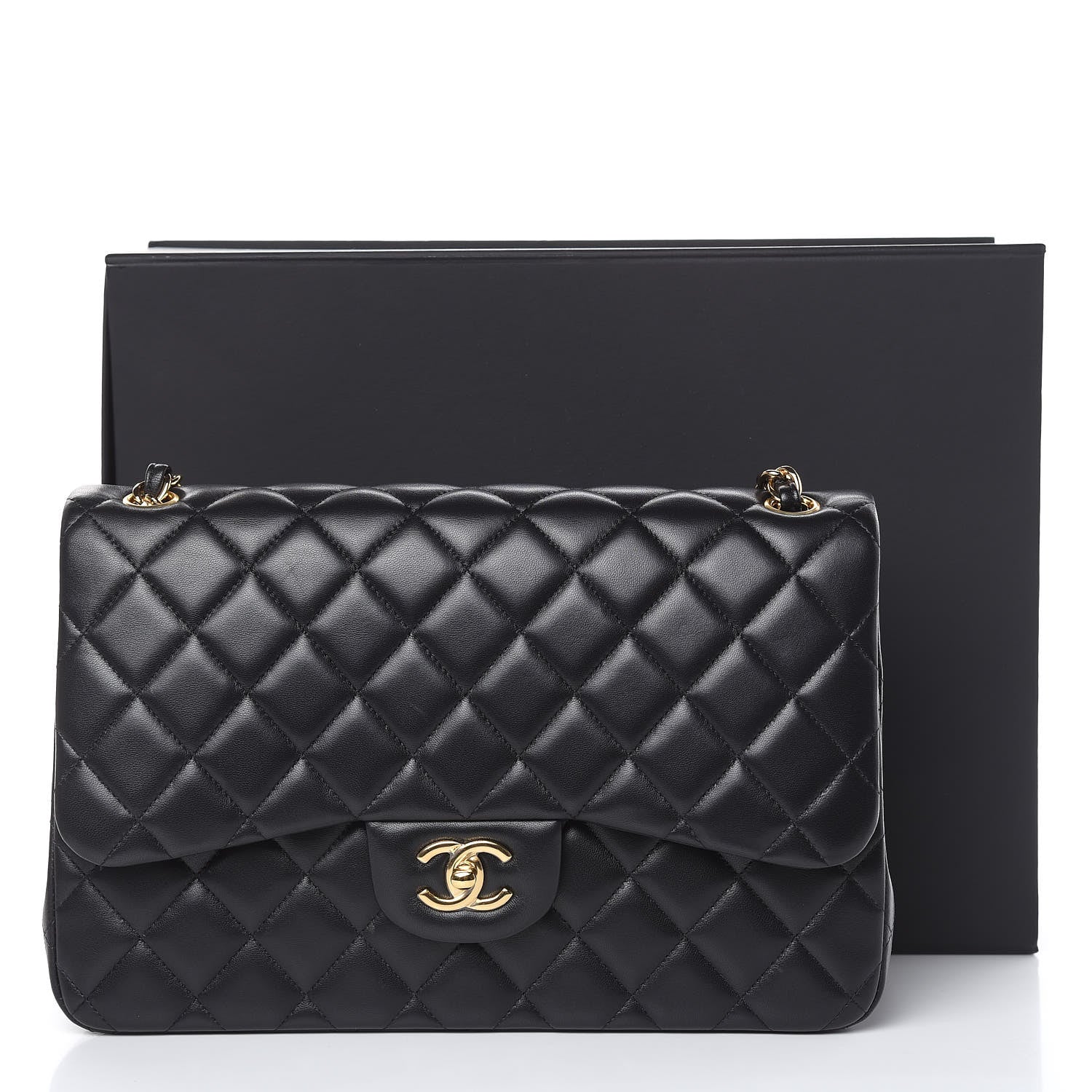 Chanel Lambskin Quilted Jumbo Double Flap Black 13 of 13