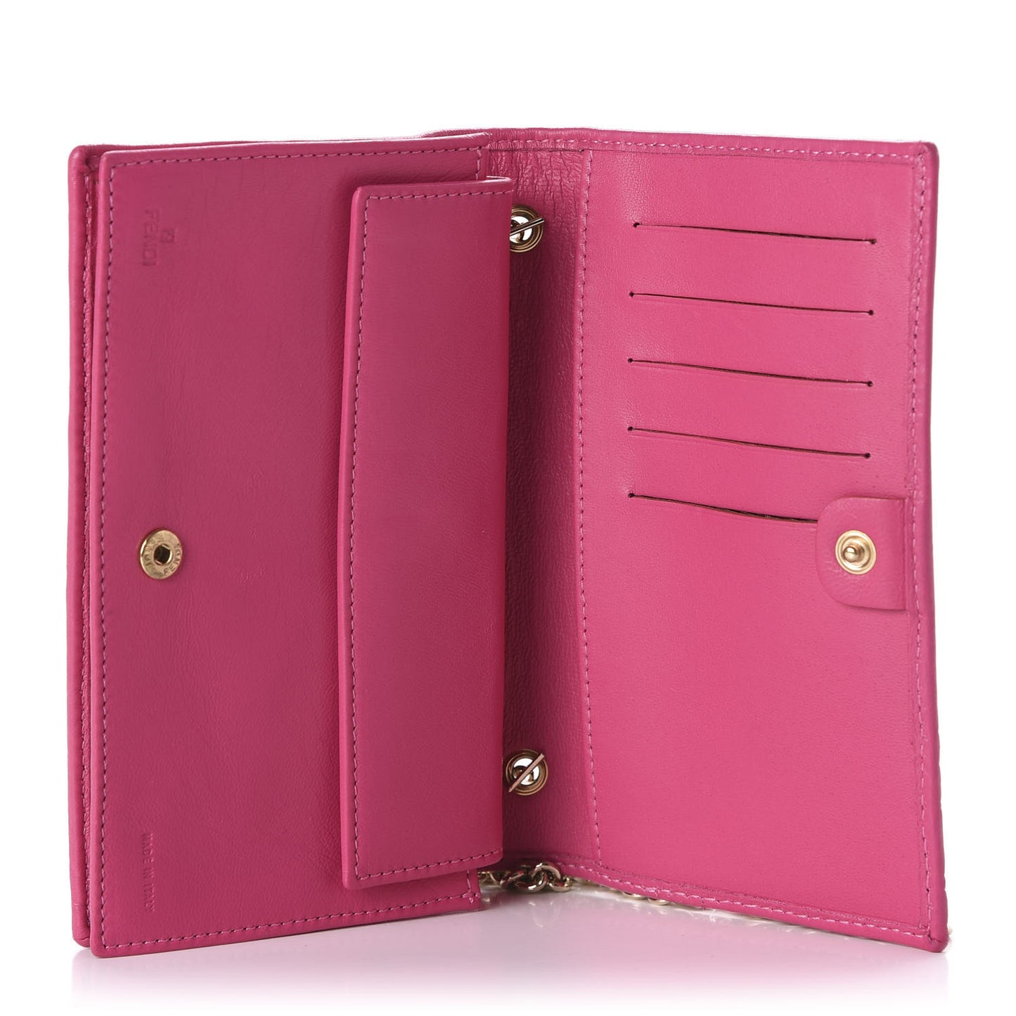 Nappa Logo Embossed Wallet On Chain Fuxia
