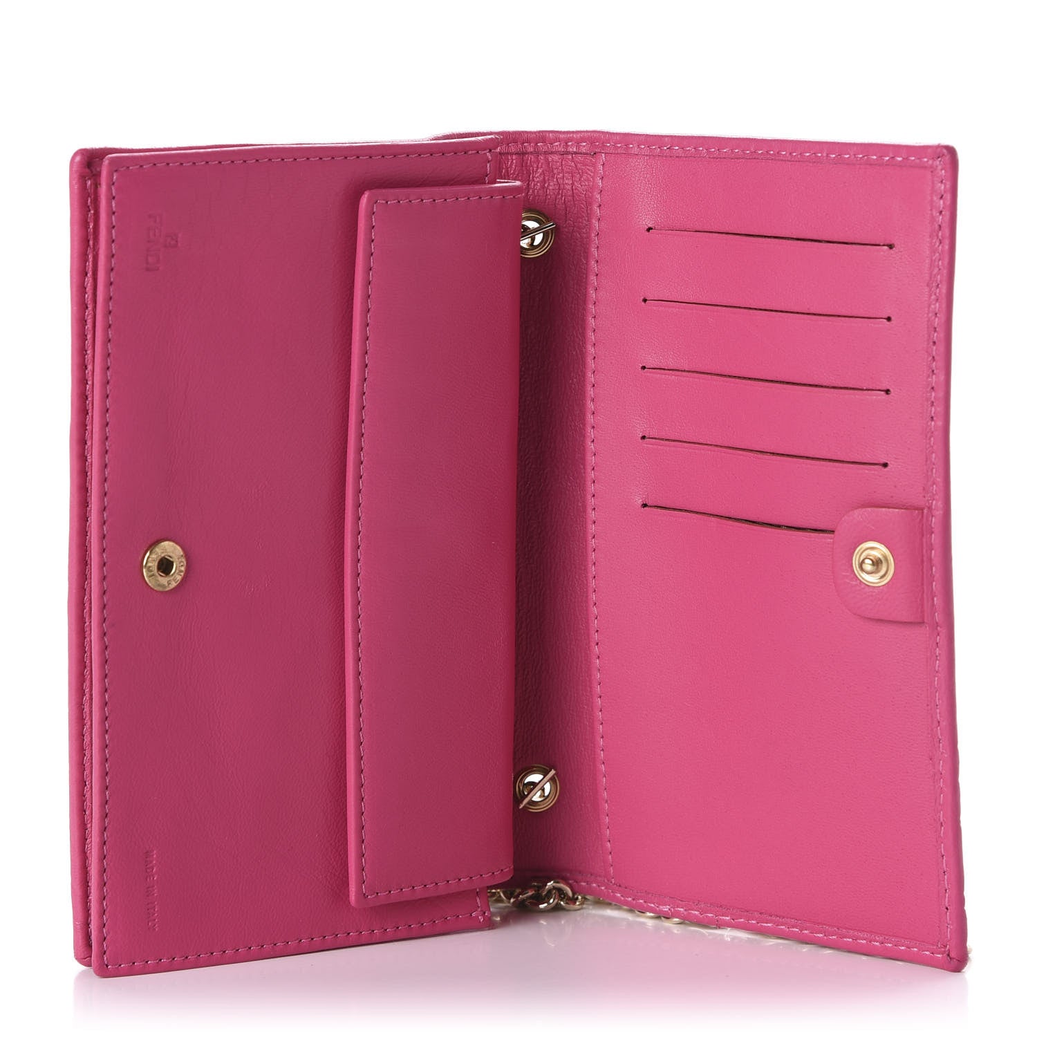 Fendi Nappa Logo Embossed Wallet On Chain Fuxia 5 of 13