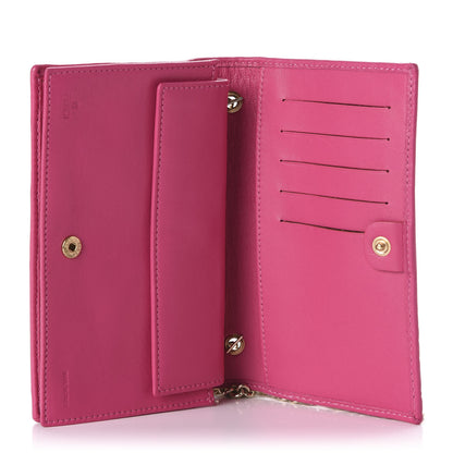 Fendi Nappa Logo Embossed Wallet On Chain Fuxia 5 of 13