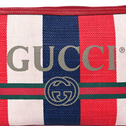 Gucci Canvas Sylvie Stripe Logo Zip Pouch Mystic White Hibiscus Red Maritime 8 of 12