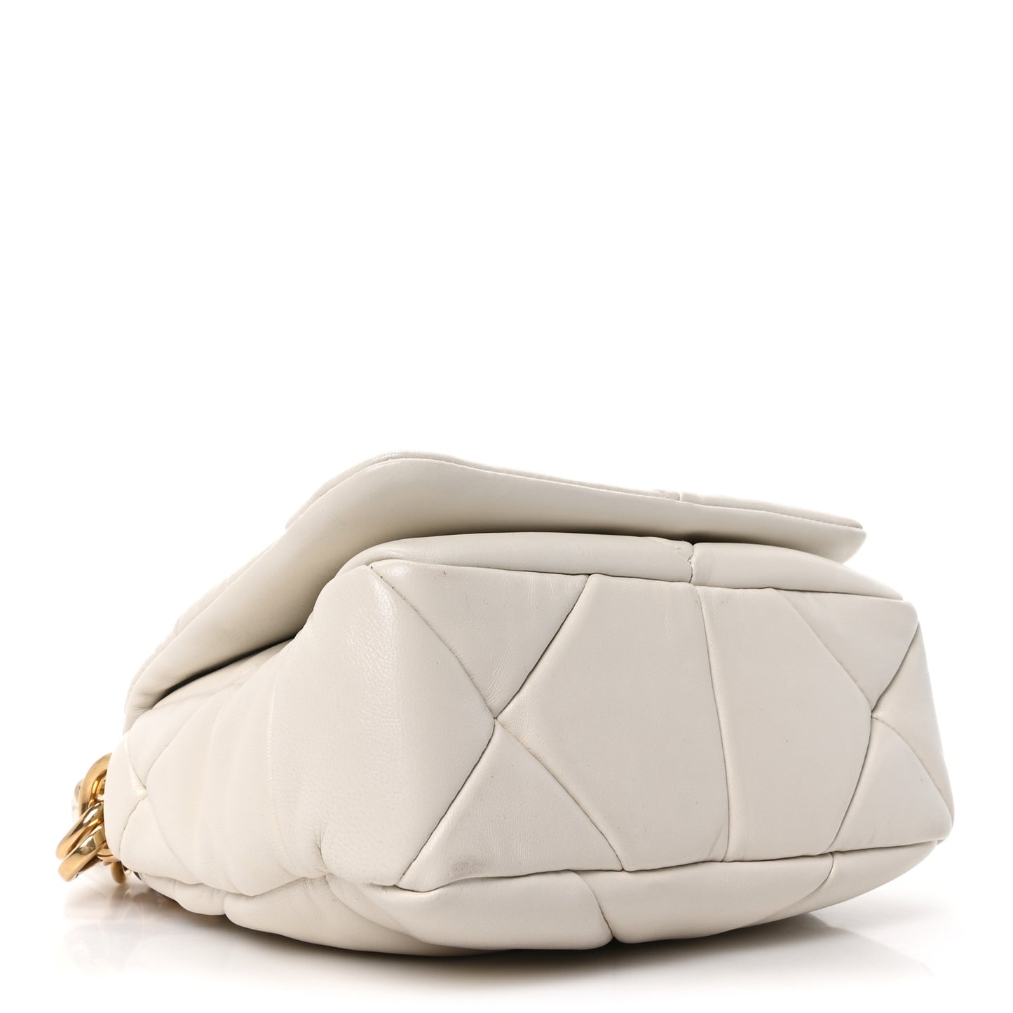 Nappa Metal Quilted Small Patchwork System Flap Bag White