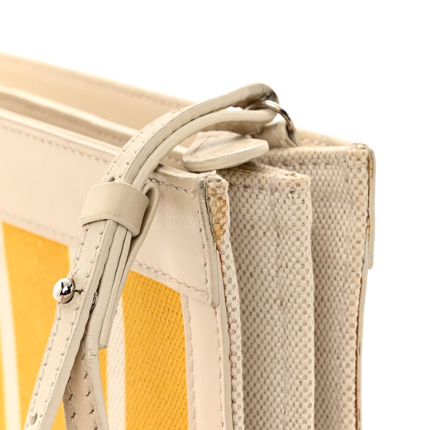 Cotton Canvas Striped Pochette Crossbody Bag Yellow