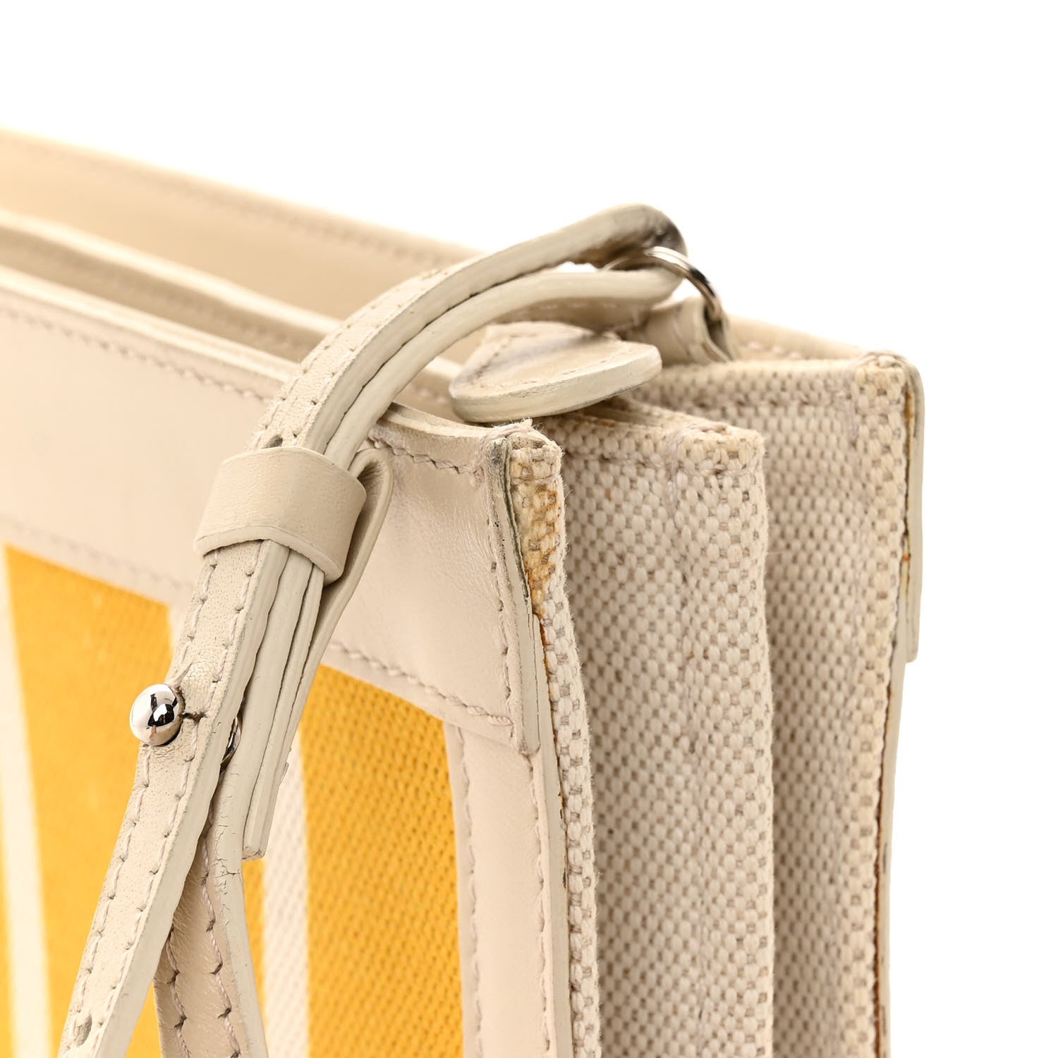 Balenciaga Cotton Canvas Striped Pochette Crossbody Bag Yellow 15 of 17