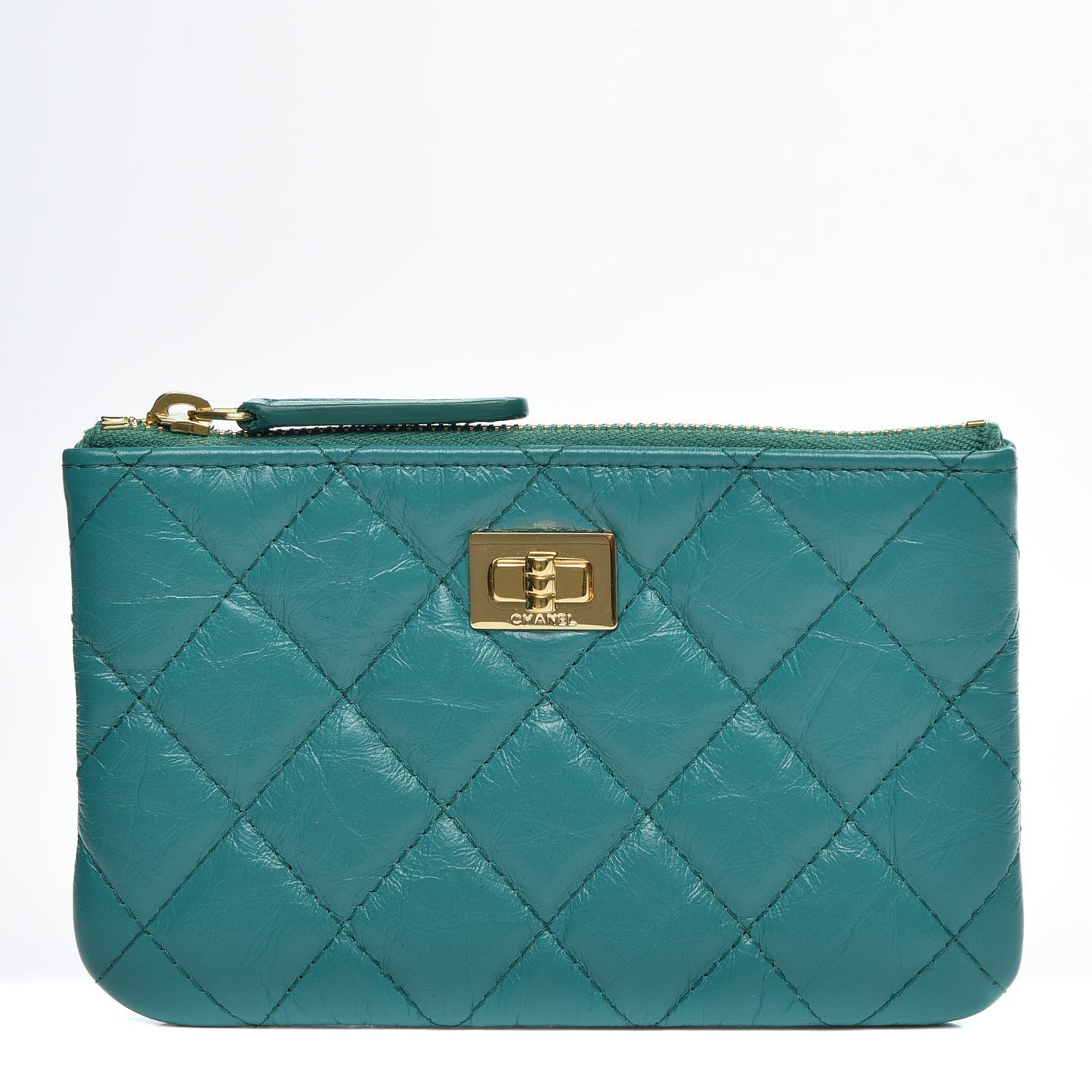 Aged Calfskin Quilted Small Reissue Cosmetic Case Green