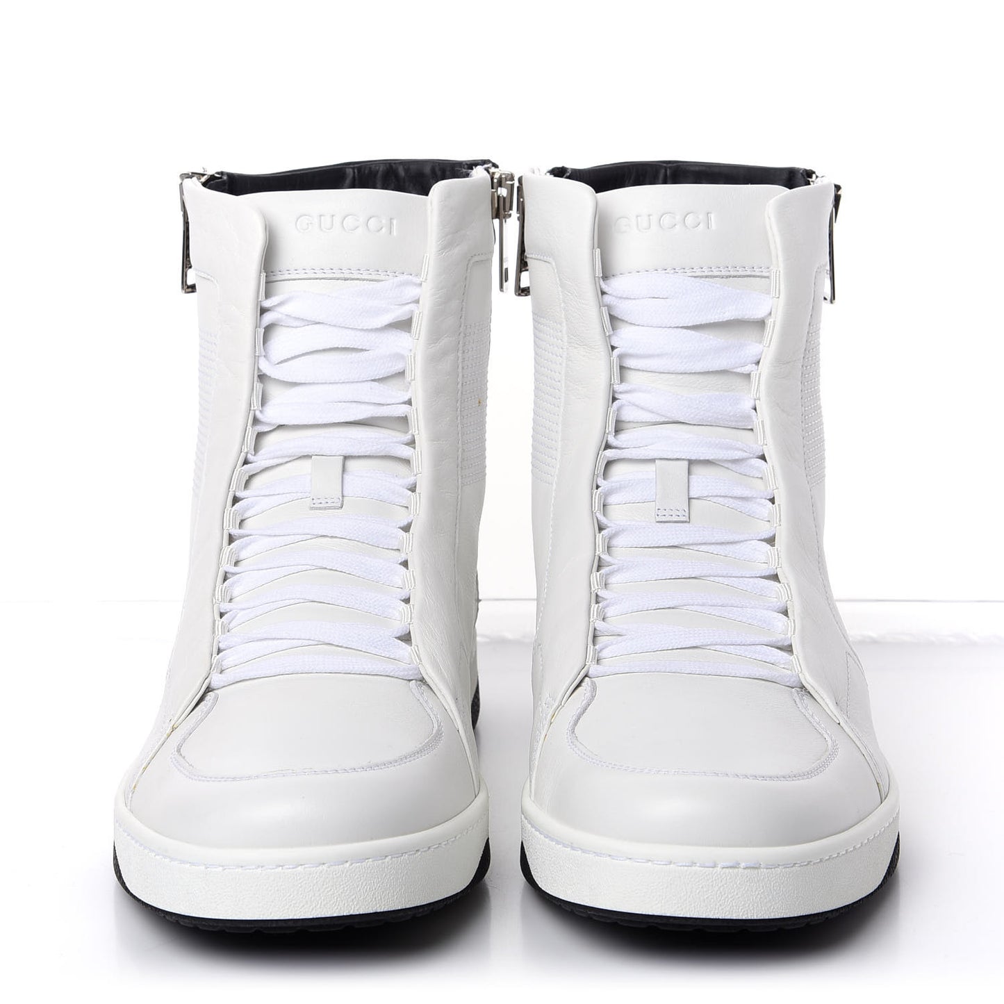 Calfskin Mens High Top Sneakers 9 White