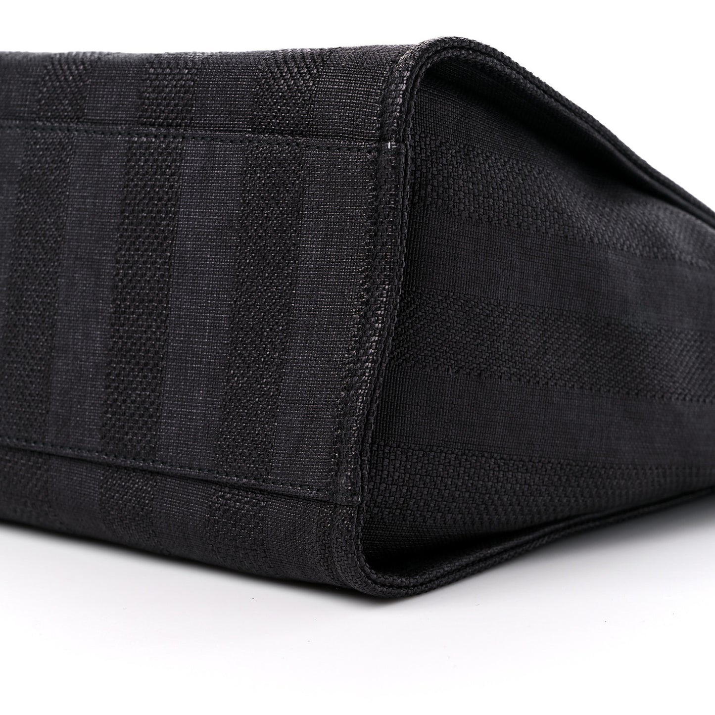 Mixed Fibers Calfskin Striped Medium Deauville Tote Black