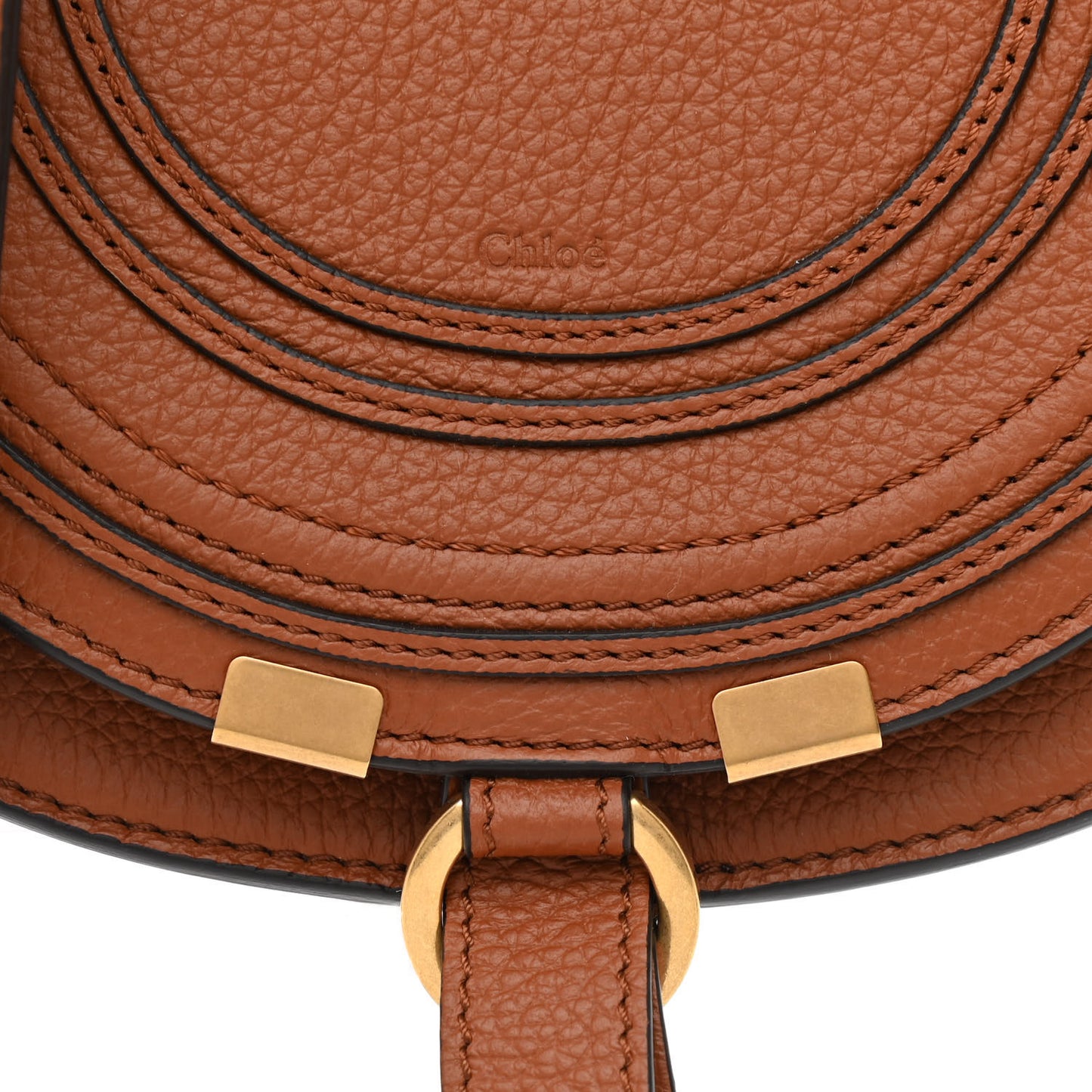 Calfskin Mini Marcie Round Crossbody Bag Tan