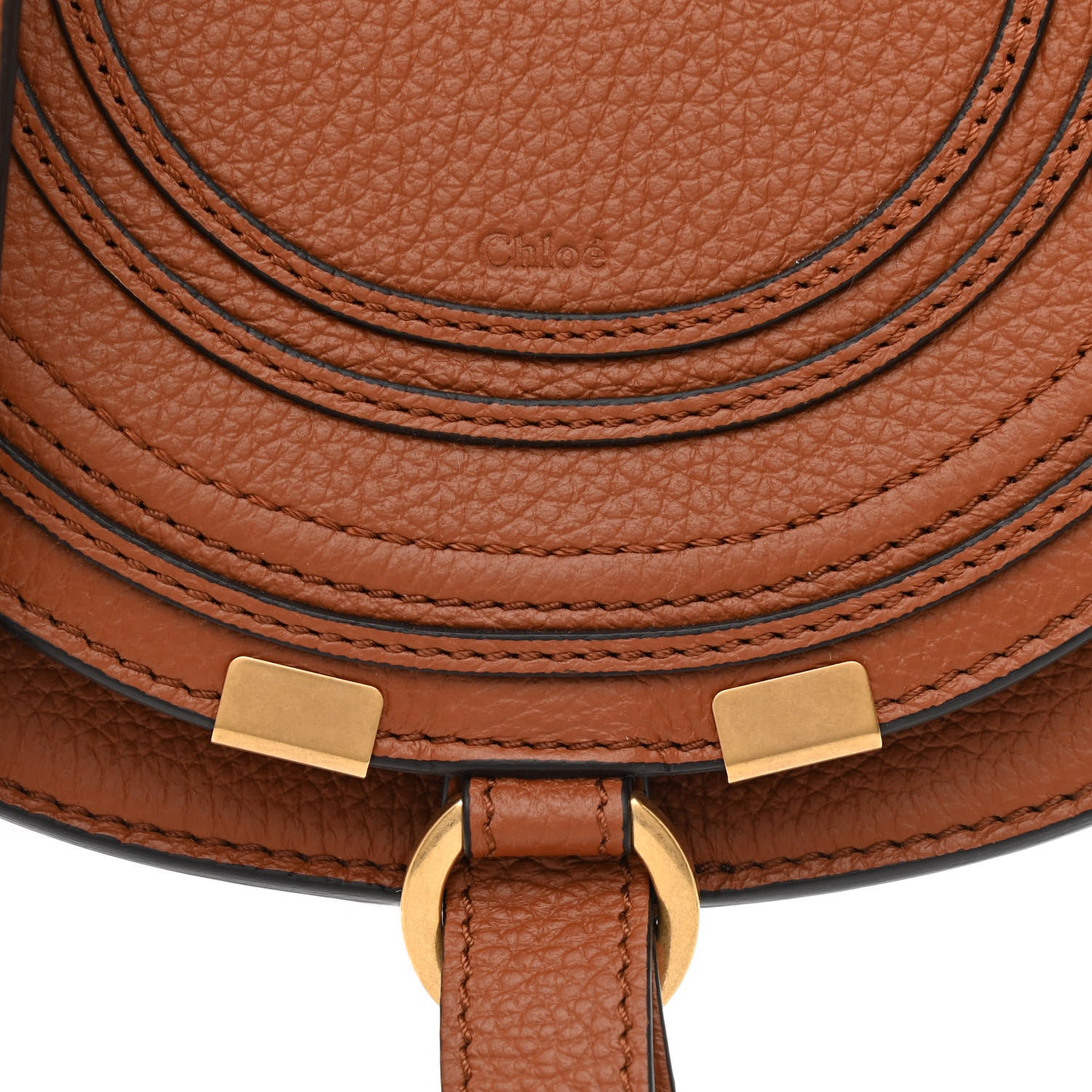 Chloe Calfskin Mini Marcie Round Crossbody Bag Tan 7 of 9