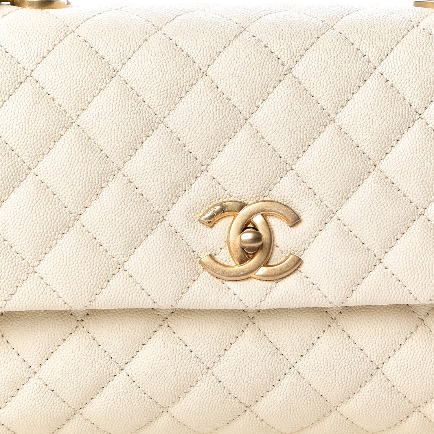 Chanel Caviar Quilted Small Coco Handle Flap White 8 of 10
