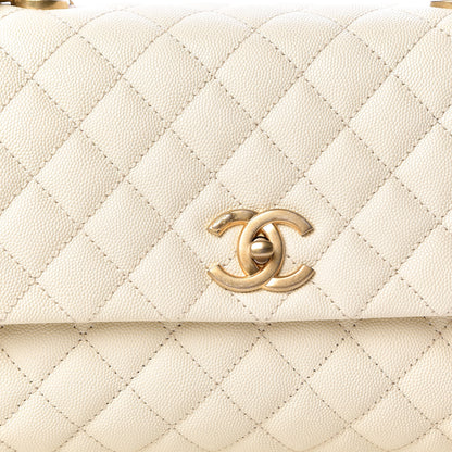 Chanel Caviar Quilted Small Coco Handle Flap White 8 of 10