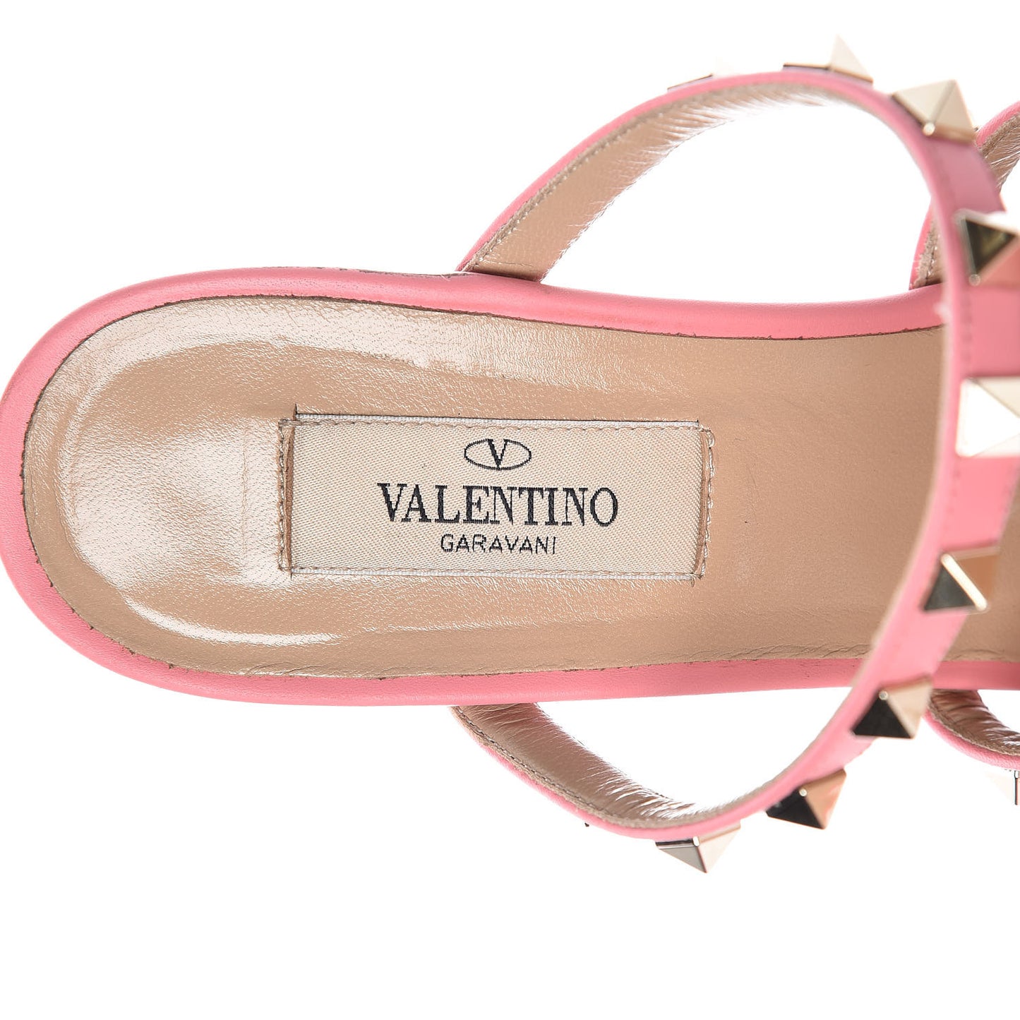 Calfskin Rockstud 60mm Caged Slide Sandals 38.5 Paradise Rose