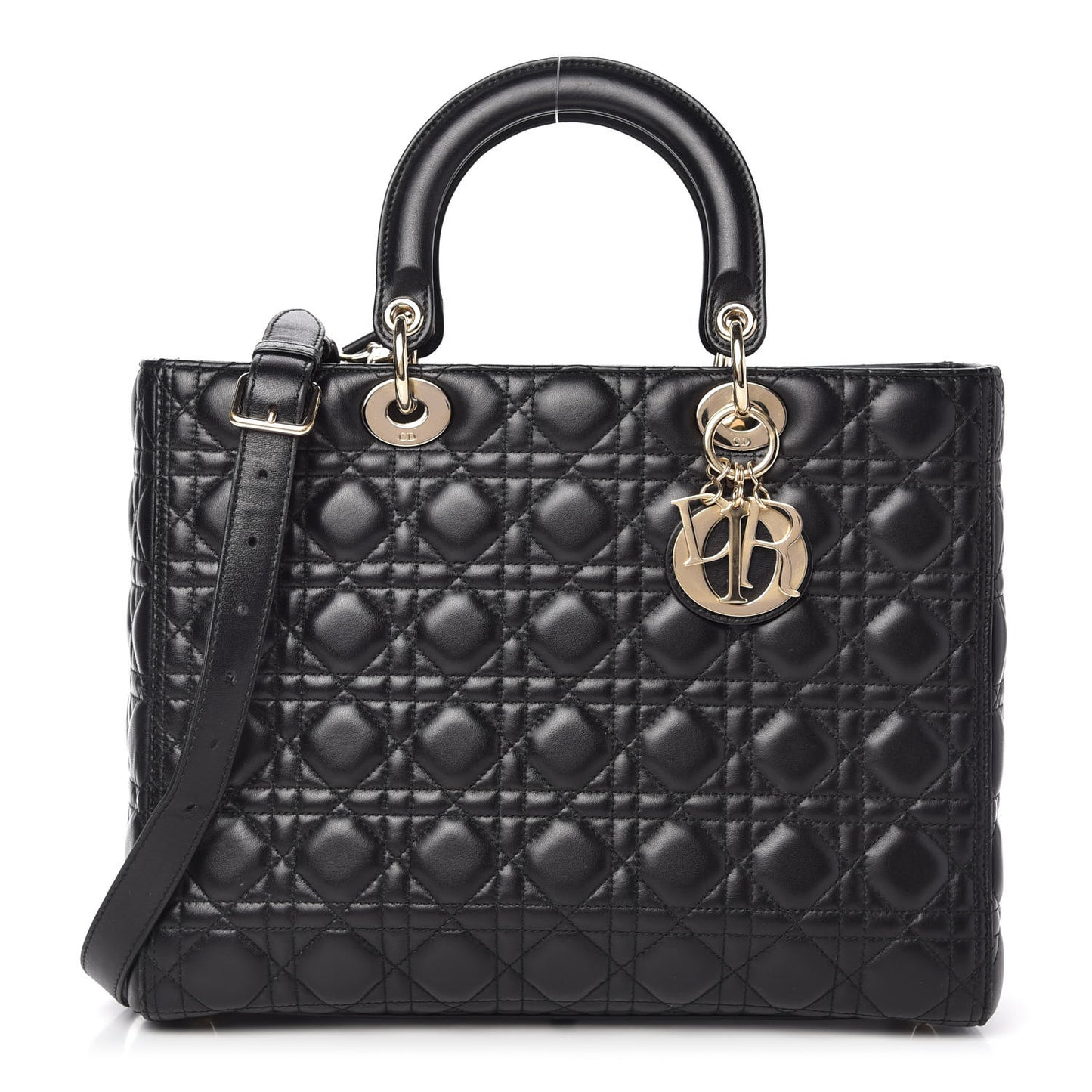 Lambskin Cannage Large Lady Dior Black