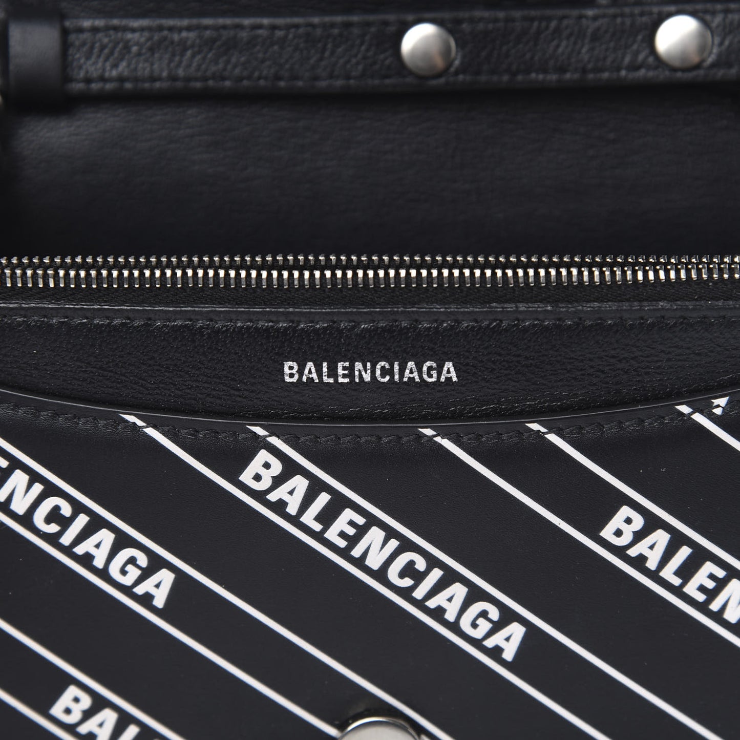 Matte Calfskin Diagonal Allover Logo Print B Wallet on Chain Black White