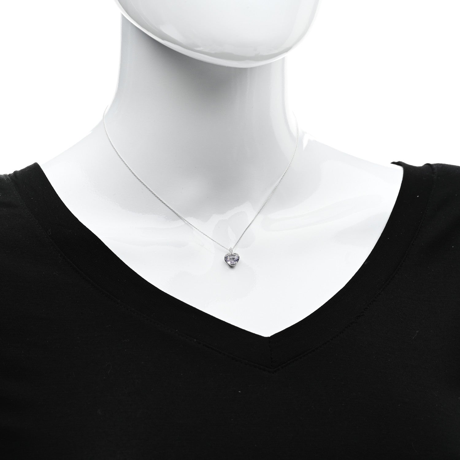 Damiani 18K White Gold Diamond Rose Quartz Heart Pendant Necklace 2 of 5