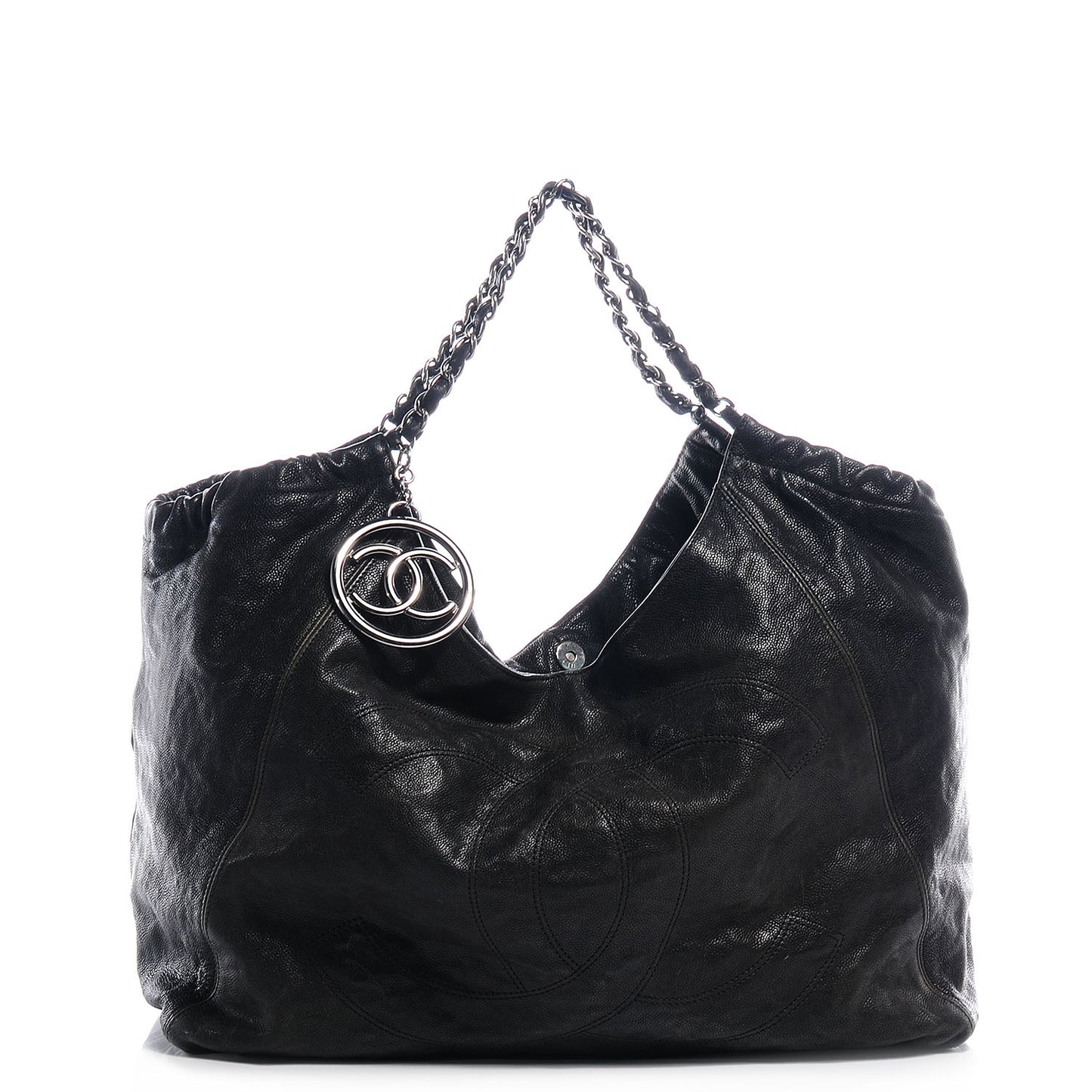 Distressed Caviar XL Coco Cabas Black