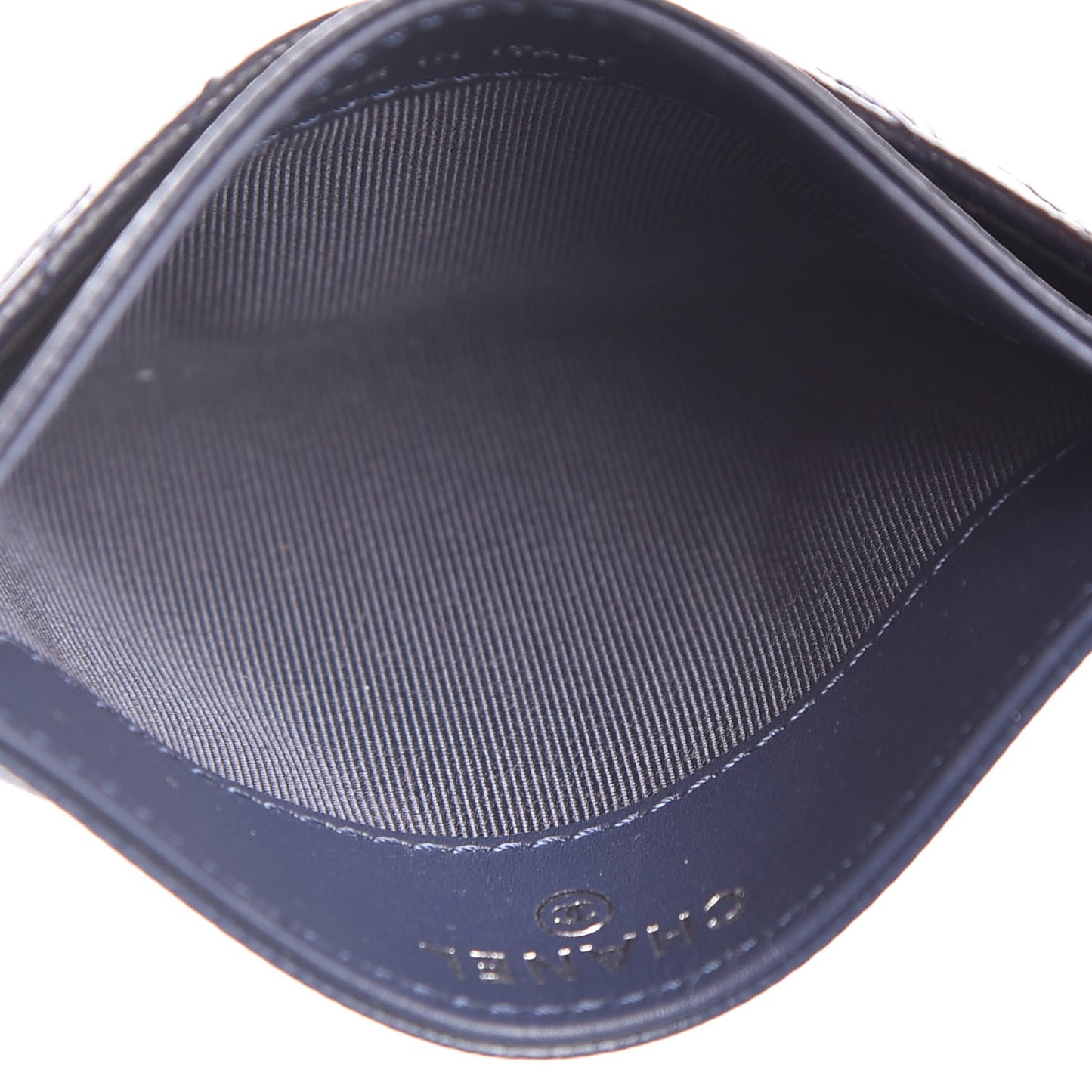 Caviar Chevron Quilted Card Holder Navy