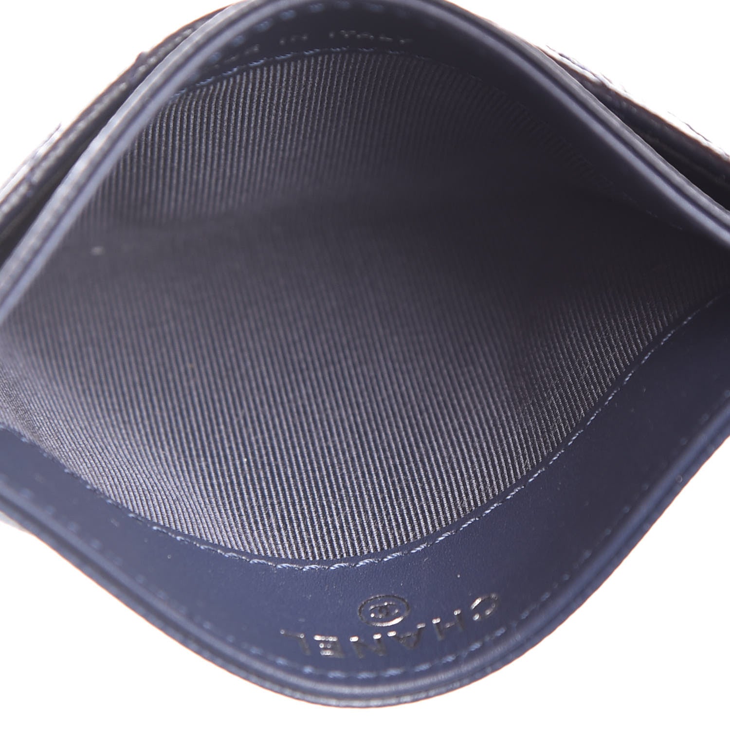 Chanel Caviar Chevron Quilted Card Holder Navy 5 of 10