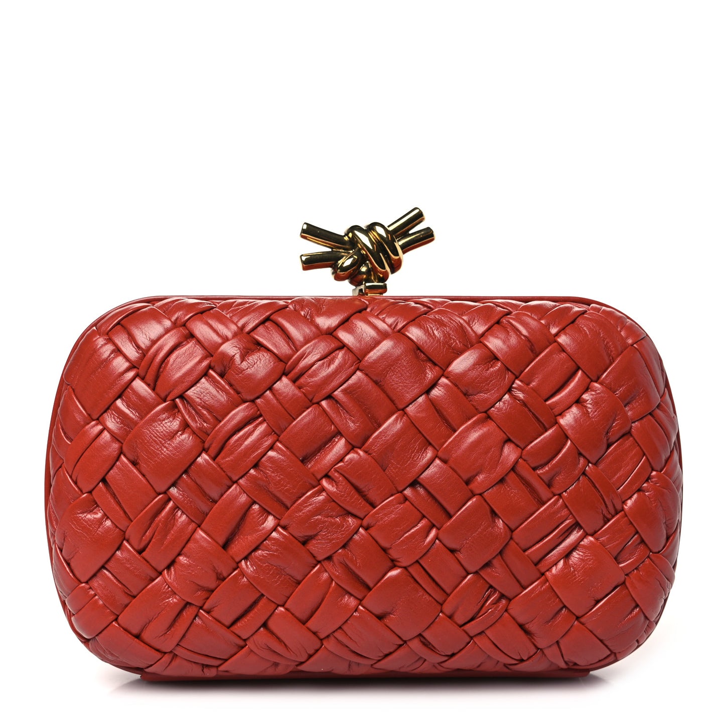 Paper Calfskin Intrecciato Knot Clutch Syrup