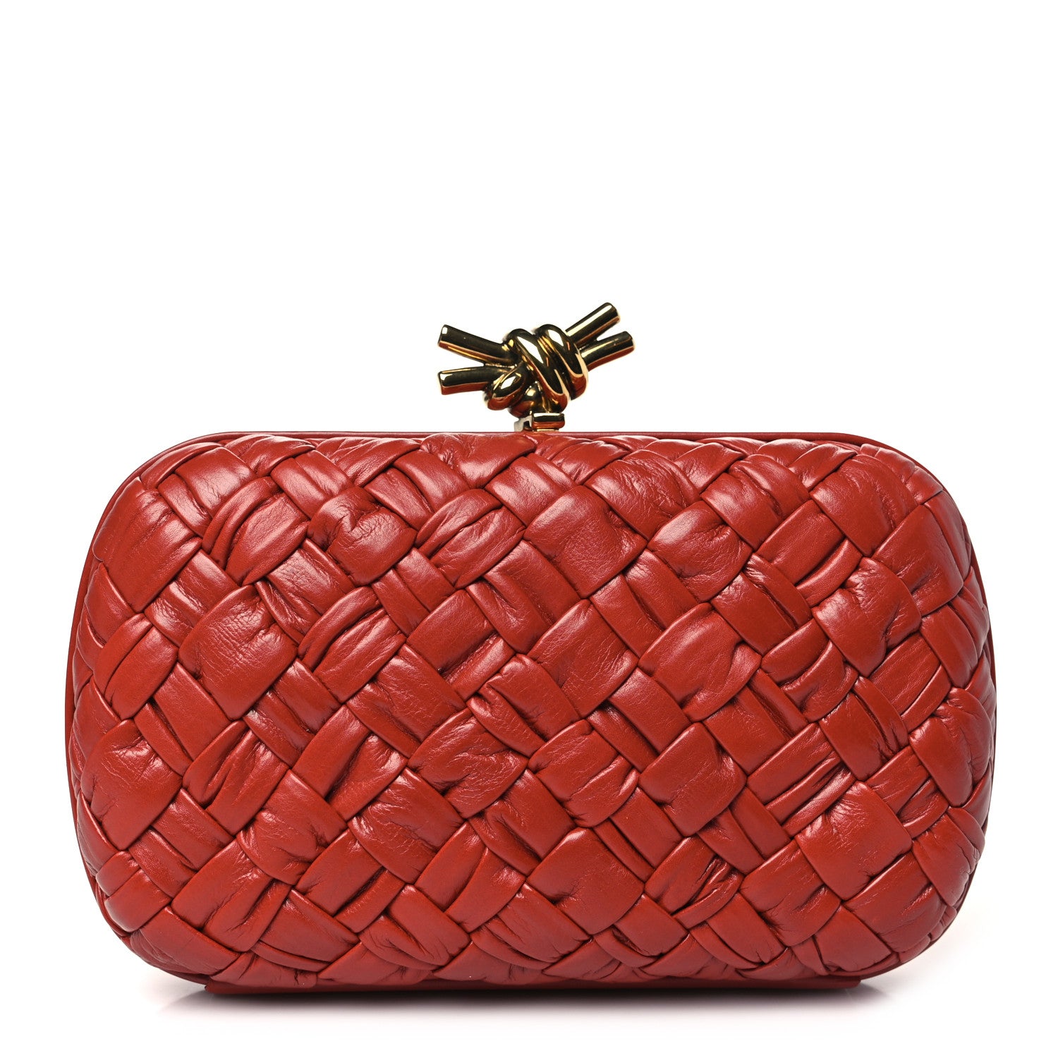 Bottega Veneta Paper Calfskin Intrecciato Knot Clutch Syrup 1 of 7