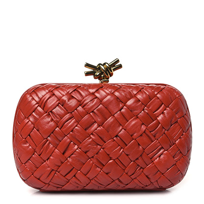 Bottega Veneta Paper Calfskin Intrecciato Knot Clutch Syrup 1 of 7