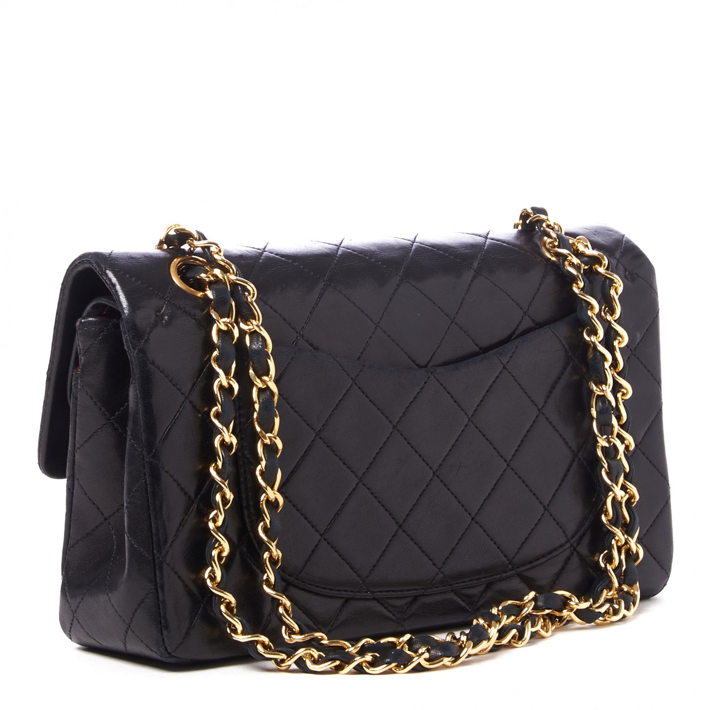 Lambskin Quilted Small Double Flap Black